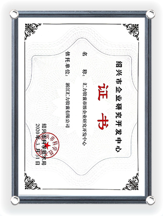 Certificado do Centro de Pesquisa e Desenvolvimento Empresarial Shaoxing 2020-1